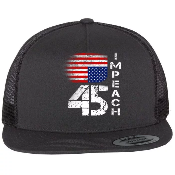 Impeach 45 Upside down Flag Flat Bill Trucker Hat