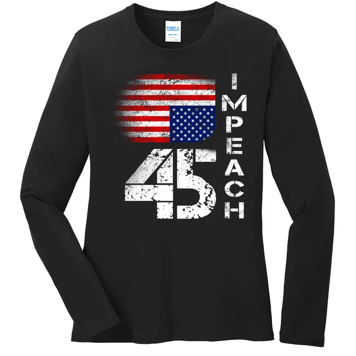 Impeach 45 Upside down Flag Ladies Long Sleeve Shirt