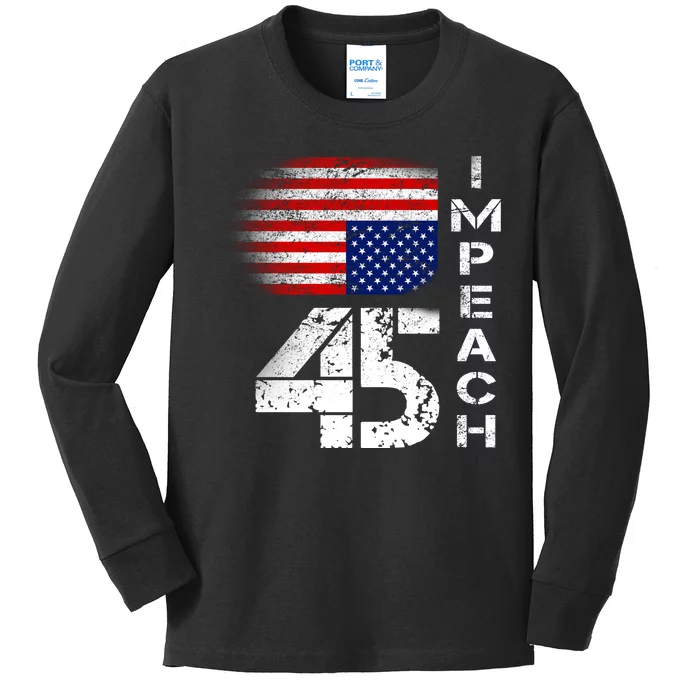 Impeach 45 Upside down Flag Kids Long Sleeve Shirt