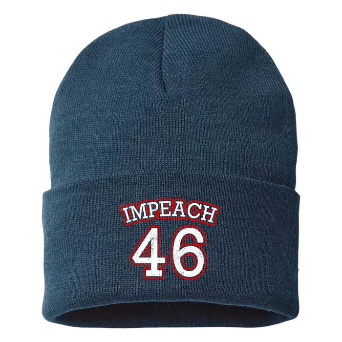 Impeach 46 Joe Biden Republican Conservative Anti-Biden Sustainable Knit Beanie