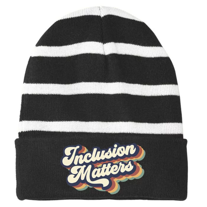 Inclusion Matters Retro Special Education Teacher Women Striped Beanie with Solid Band