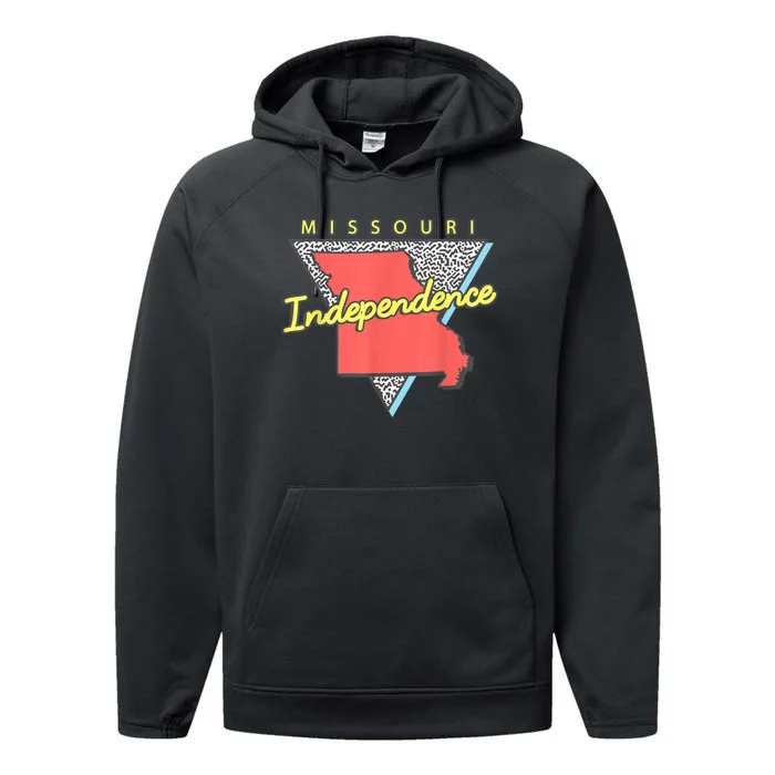 Independence Missouri Retro Triangle Mo City Performance Fleece Hoodie