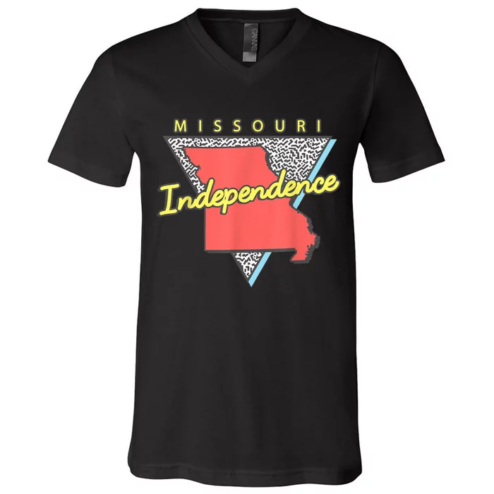 Independence Missouri Retro Triangle Mo City V-Neck T-Shirt