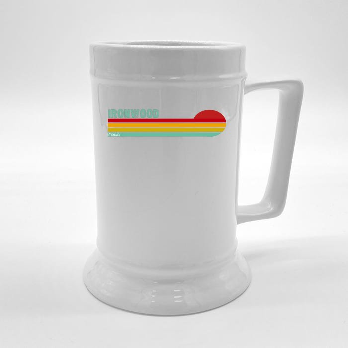 Ironwood Michigan Retro Front & Back Beer Stein