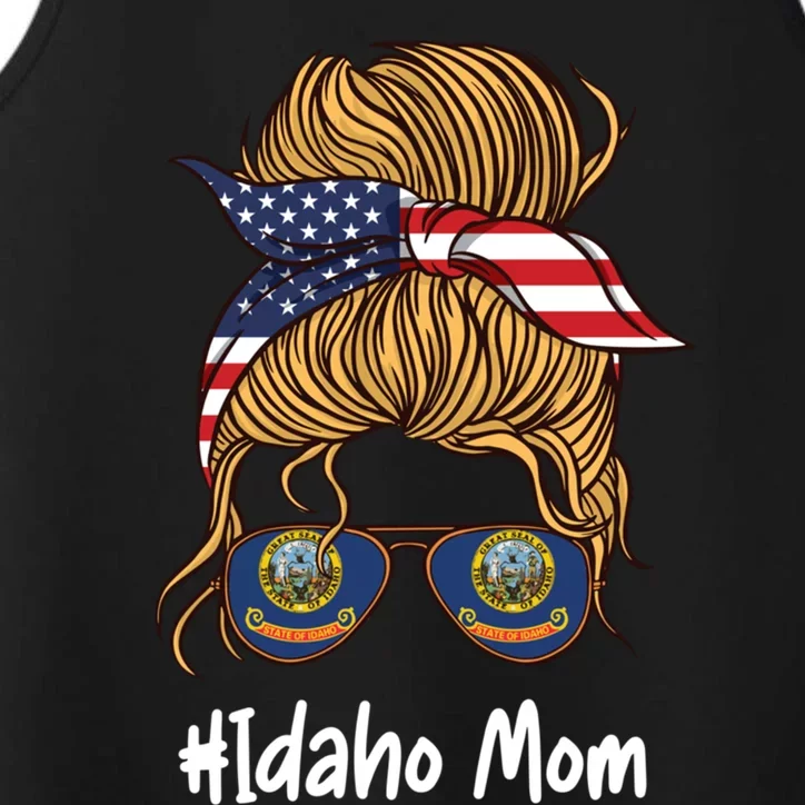 Idaho Mom Retro Patriotic American Flag Mothers Day Meaningful Gift Performance Tank