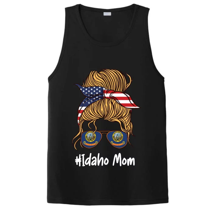 Idaho Mom Retro Patriotic American Flag Mothers Day Meaningful Gift Performance Tank