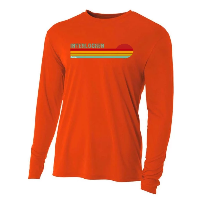 Interlochen Michigan Retro Cooling Performance Long Sleeve Crew