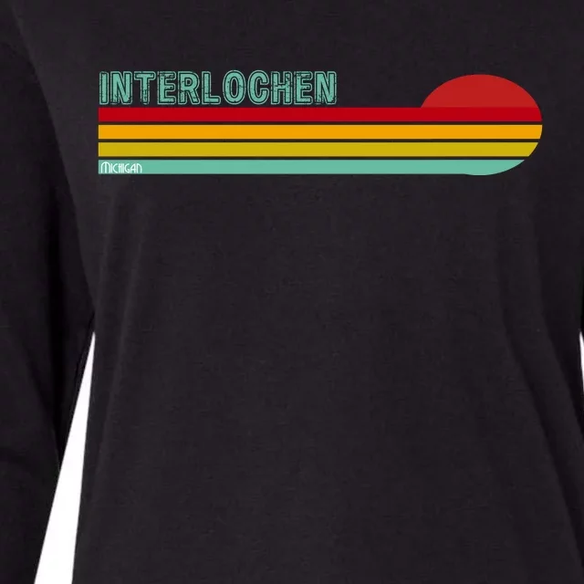 Interlochen Michigan Retro Womens Cotton Relaxed Long Sleeve T-Shirt