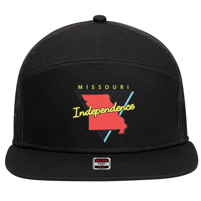 Independence Missouri Retro Triangle Mo City 7 Panel Mesh Trucker Snapback Hat