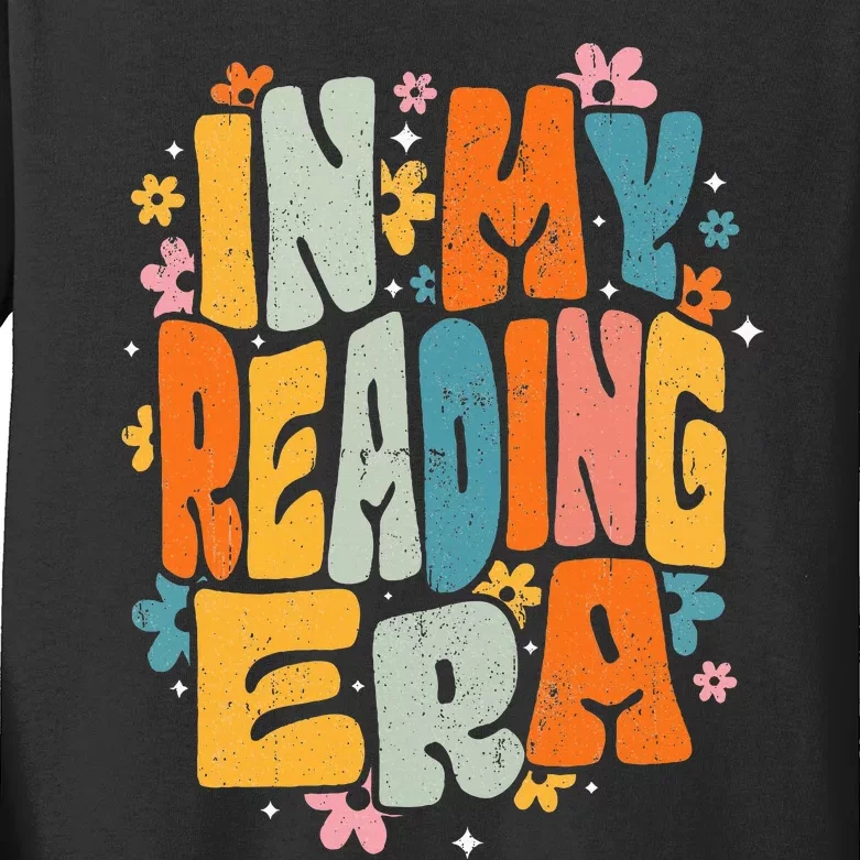 In My Reading Era Groovy Reader Librarian Teacher Book Lover Kids Long Sleeve Shirt