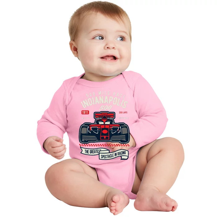 Indianapolis Mile Race Baby Long Sleeve Bodysuit