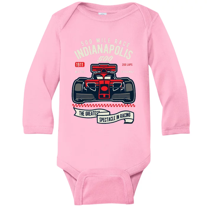 Indianapolis Mile Race Baby Long Sleeve Bodysuit