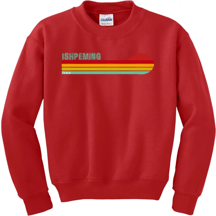 Ishpeming Michigan Retro Kids Sweatshirt