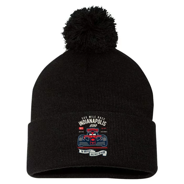 Indianapolis Mile Race Pom Pom 12in Knit Beanie