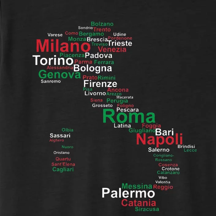 Italy Map Silhouette Flag Towns Cities Rome Travel Europe ChromaSoft Performance T-Shirt