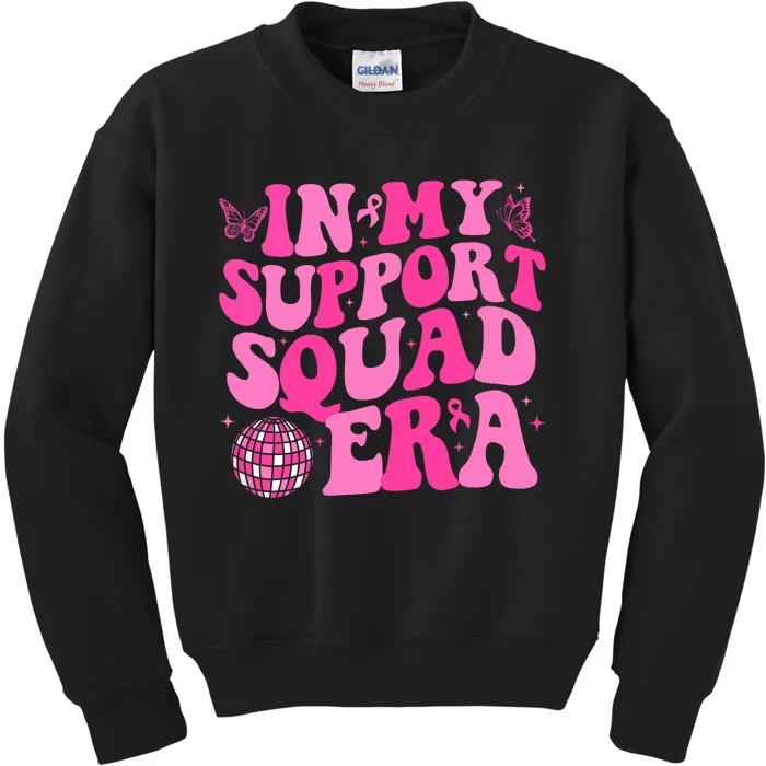 In My Support Squad Era Groovy Breast Cancer Awareness Kids Sweatshirt