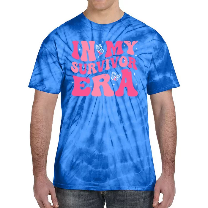 In My Survivor Era Groovy Retro Pink Breast Cancer Awareness Gift Tie-Dye T-Shirt