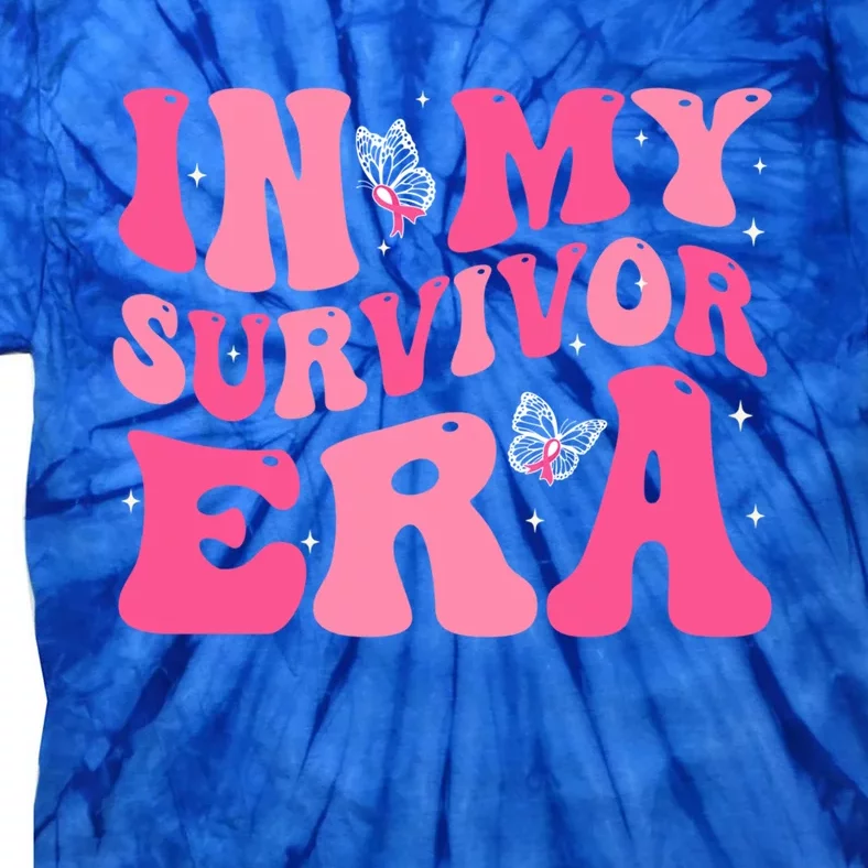 In My Survivor Era Groovy Retro Pink Breast Cancer Awareness Gift Tie-Dye T-Shirt