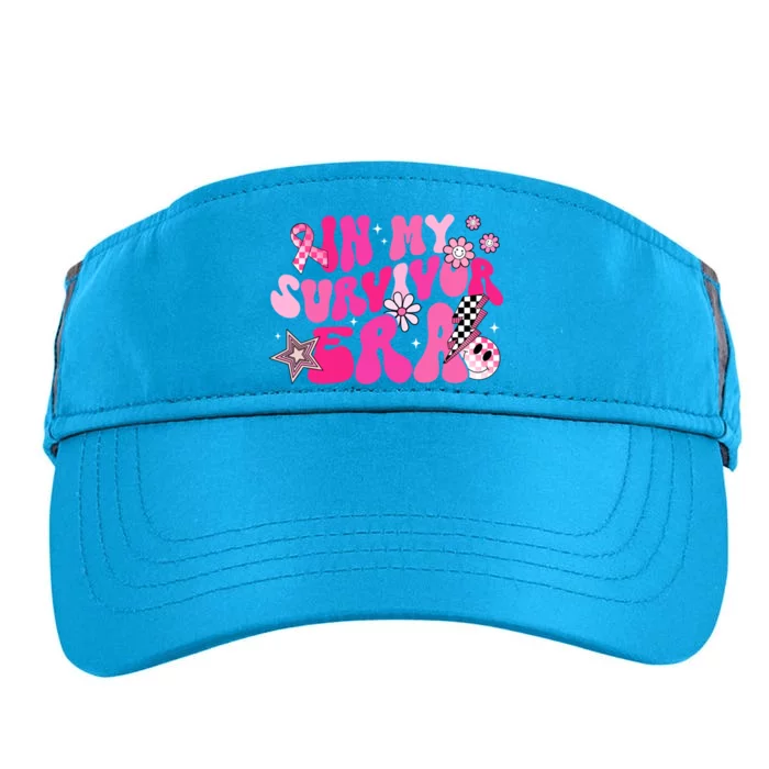 In My Survivor Era Pink Groovy Retro Breast Cancer Awareness Gift Adult Drive Performance Visor