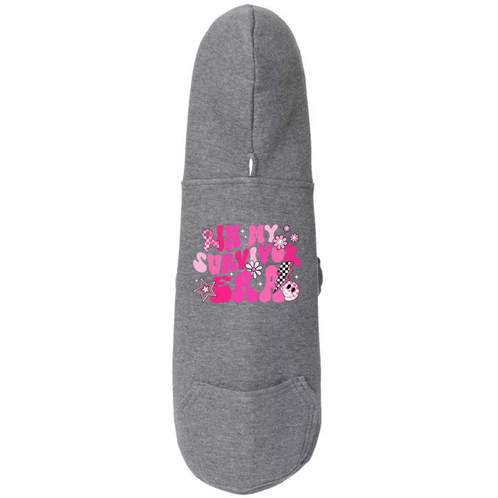 In My Survivor Era Pink Groovy Retro Breast Cancer Awareness Gift Doggie 3-End Fleece Hoodie