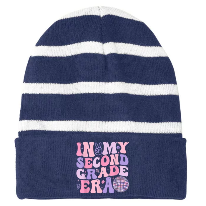 In My Second Grade Era Back To School Teacher Striped Beanie with Solid Band