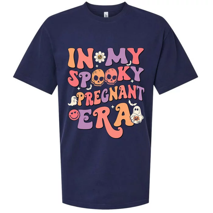 In My Spooky Pregnant Era Ghost Halloween Pregnant Mom Sueded Cloud Jersey T-Shirt