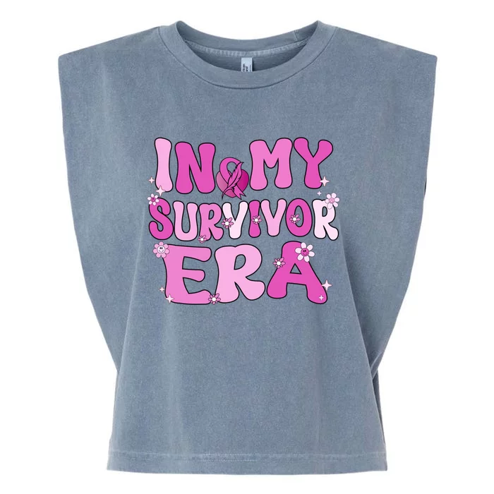 In My Survivor Era Retro Groovy Breast Cancer Awareness Cute Gift Garment-Dyed Women's Muscle Tee