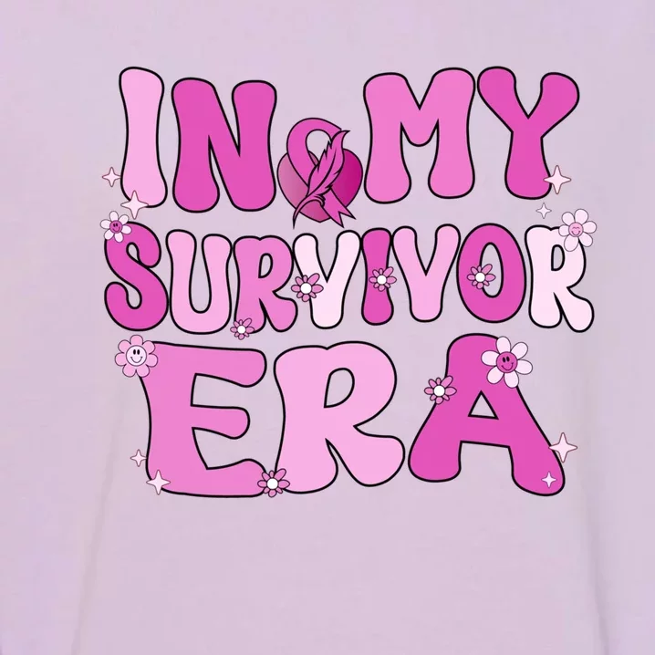 In My Survivor Era Retro Groovy Breast Cancer Awareness Cute Gift Garment-Dyed Sweatshirt