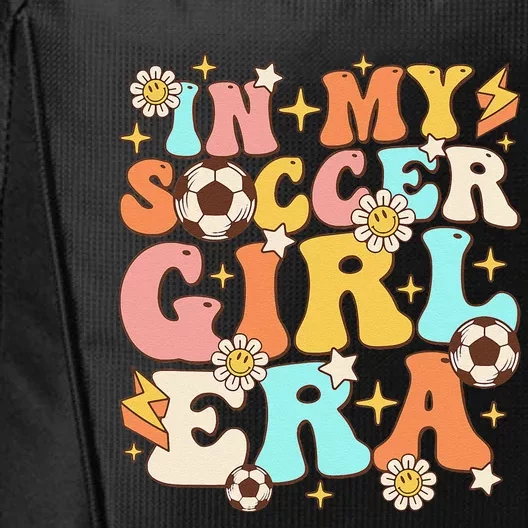 In My Soccer Girl Era Retro Sport Girl Groovy Soccer Cute City Backpack