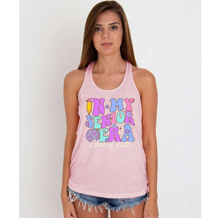 In My Senior Era Class Of 2025 Graduate Retro Groovy Gift Women's Knotted Racerback Tank