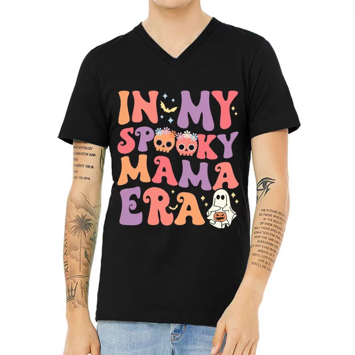 In My Spooky Mama Era Halloween Groovy Witchy Spooky Mom V-Neck T-Shirt