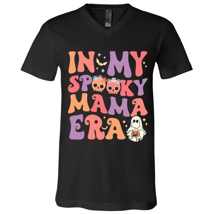 In My Spooky Mama Era Halloween Groovy Witchy Spooky Mom V-Neck T-Shirt