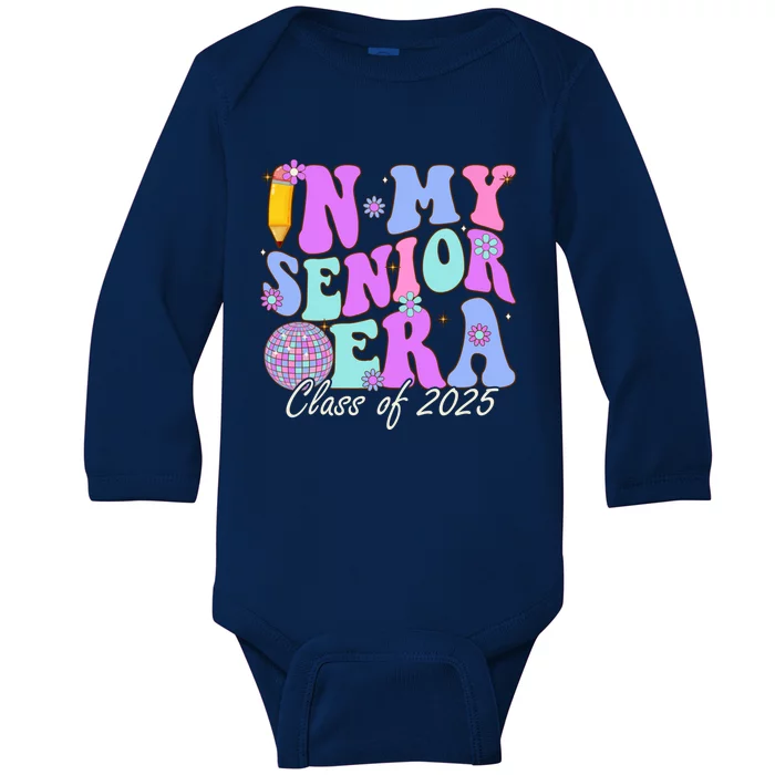 In My Senior Era Class Of 2025 Graduate Retro Groovy Gift Baby Long Sleeve Bodysuit