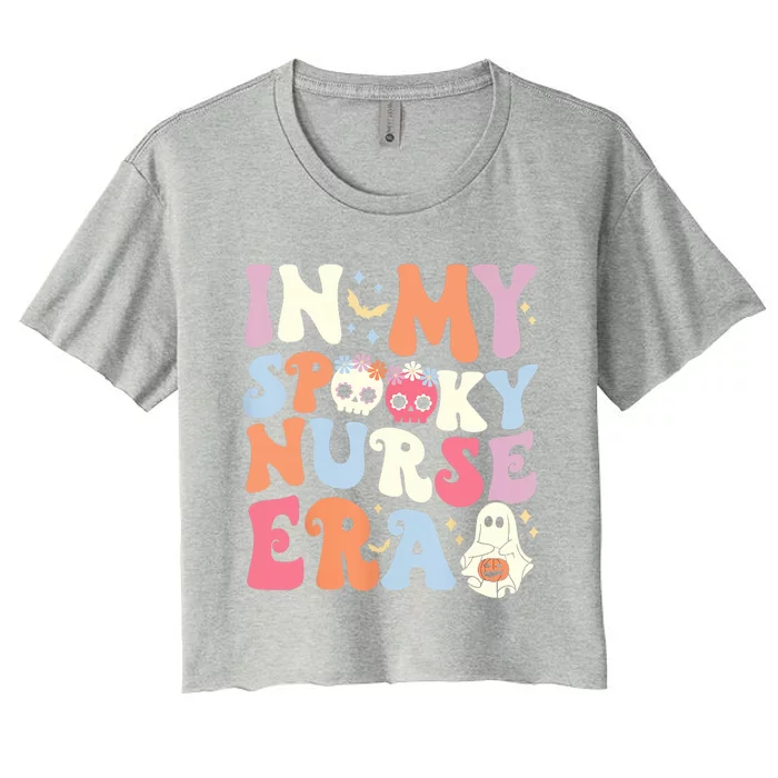 In My Spooky Nurse Era Halloween Groovy Witchy Spooky Nurse Women's Crop Top Tee