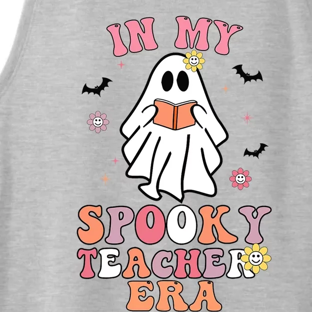 In My Spooky Teacher Era Groovy Hippie Retro Ghost Halloween Ladies Tri-Blend Wicking Tank