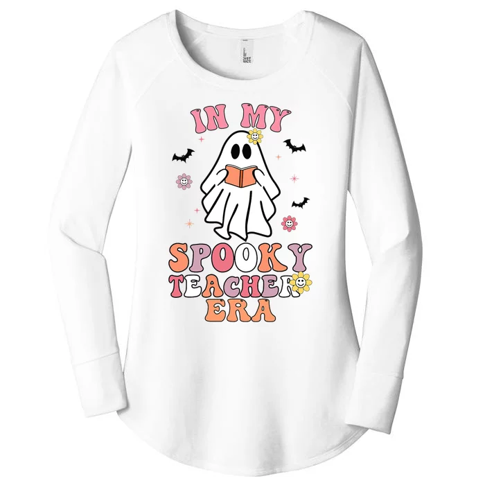 In My Spooky Teacher Era Groovy Hippie Retro Ghost Halloween Women's Perfect Tri Tunic Long Sleeve Shirt