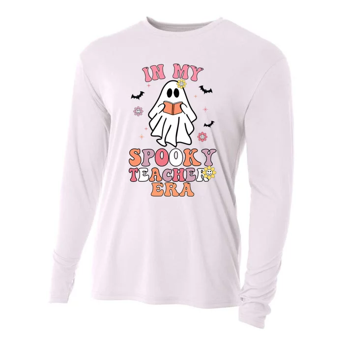 In My Spooky Teacher Era Groovy Hippie Retro Ghost Halloween Cooling Performance Long Sleeve Crew