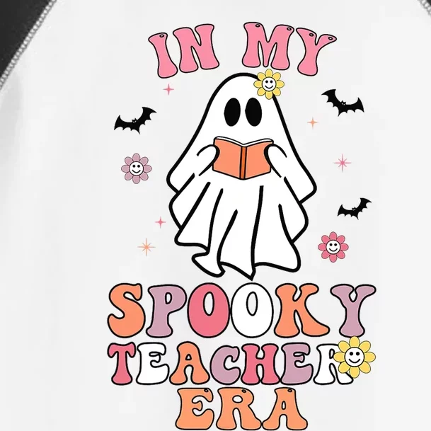 In My Spooky Teacher Era Groovy Hippie Retro Ghost Halloween Toddler Fine Jersey T-Shirt