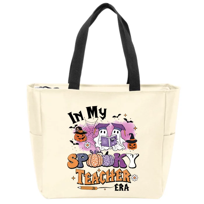 In My Spooky Teacher Era Retro Ghost Halloween Teachers Day Zip Tote Bag