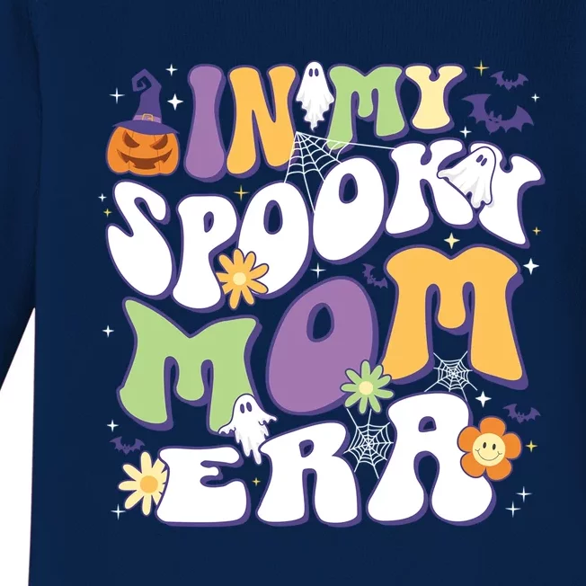 In My Spooky Mom Era Halloween Groovy Mama Retro Cute Gift Baby Long Sleeve Bodysuit