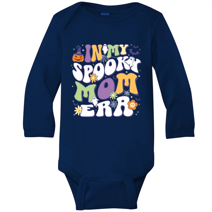 In My Spooky Mom Era Halloween Groovy Mama Retro Cute Gift Baby Long Sleeve Bodysuit