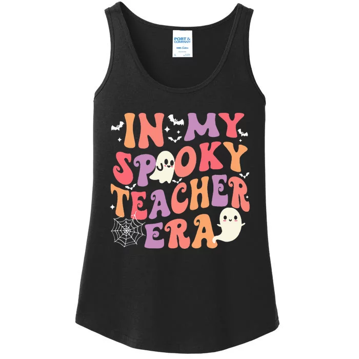 In My Spooky Teacher Era Ghost Halloween Retro Teachers Day Ladies Essential Tank