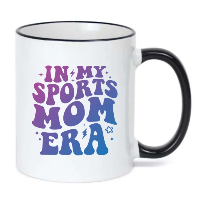 In My Sports Mom Era Groovy Sports Mama Football Basketball Meaningful Gift Black Color Changing Mug