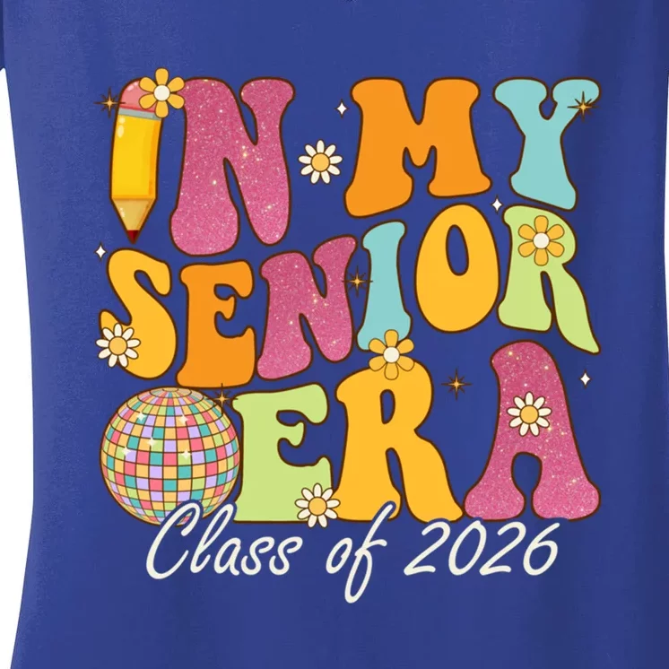 In My Senior Era Class Of 2026 Graduate Retro Groovy Funny Gift Women's V-Neck T-Shirt