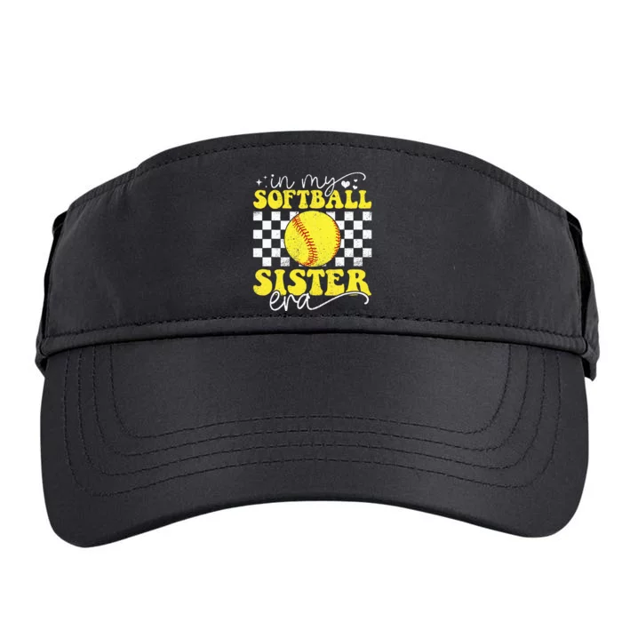 In My Softball Sister Era Groovy Retro Proud Softball Sister Adult Drive Performance Visor