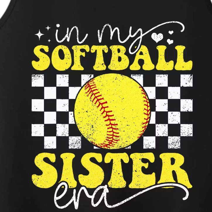 In My Softball Sister Era Groovy Retro Proud Softball Sister Performance Tank