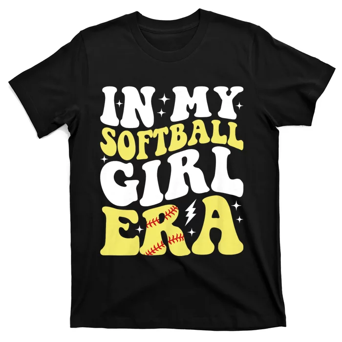 In My Softball Girl Era Retro Groovy Softball Girl T-Shirt