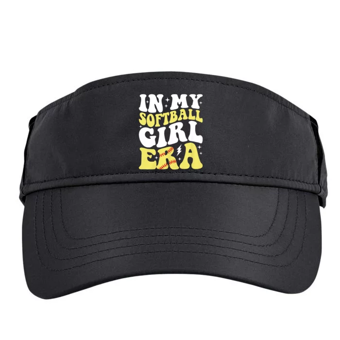 In My Softball Girl Era Retro Groovy Softball Girl Adult Drive Performance Visor