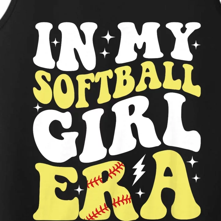 In My Softball Girl Era Retro Groovy Softball Girl Performance Tank