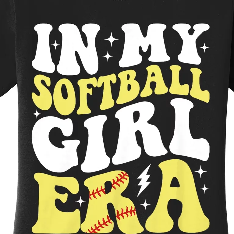 In My Softball Girl Era Retro Groovy Softball Girl Women's T-Shirt